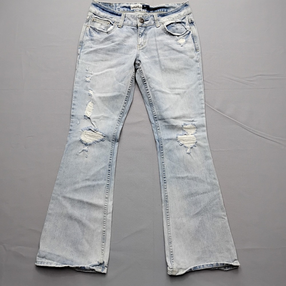 Aeropostale Hailey Skinny Flare Jeans Light Wash Distressed Ripped Size 7/8 Reg